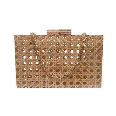 Imagem de Bolsa Clutch De Festa Feminina Acrílico Transparente Palhinha - Lika, 