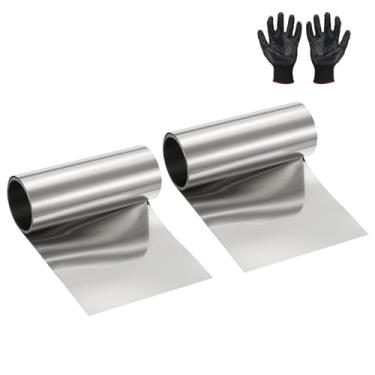 Imagem de YELARXI Rolo de aço inoxidável, placa de alumínio piscante, 0,08 x 100 x 1000 mm (0,08 mm) de espessura, adequado para reparo elétrico de artesanato DIY - Cilindro (pacote com 2, prata)