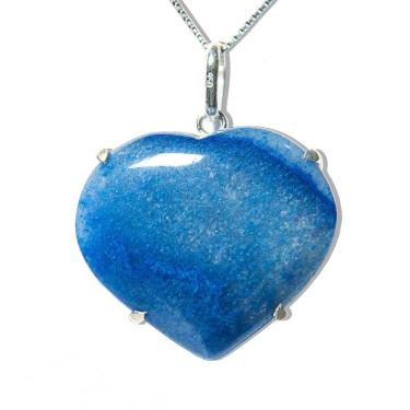 Imagem de Colar Coração Quartzo Azul Natural Prata 950 Garra