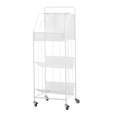 Imagem de Porta-jornais de chão Estante de armazenamento de suporte de exibição de folheto, porta-revistas de metais de chão, suporte de jornal Fácil de mover Compartimentos fáceis de montar para sala de estar