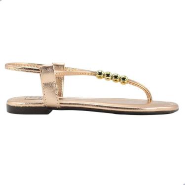 Imagem de Sandália Rasteira Feminina Moleca Metalizado Premium Ouro Rosado