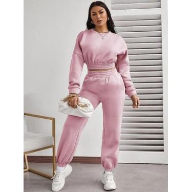 Imagem de Conjunto Moletom Feminino Cropped com Capuz  Estilo, Conforto  tumbler