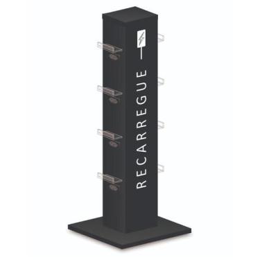 Imagem de Totem 8 Tomadas Para Carregar Celulares Preto - Plascril Acrílicos