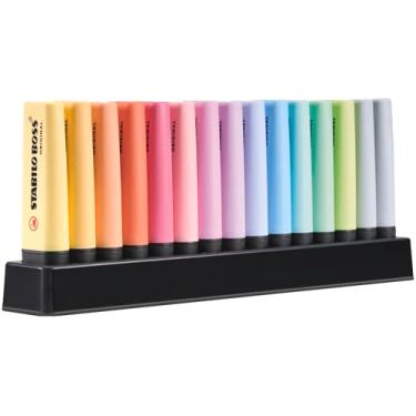 Imagem de Marca-texto – Stabilo Boss Conjunto de mesa pastel original de 15 peças com 14 cores sortidas (2 x cinza empoeirado)