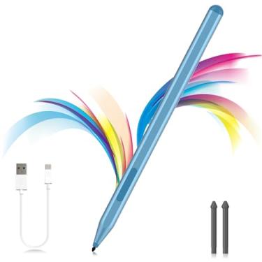 Imagem de Caneta Stylus para Microsoft Surface Pro11/10/9/8/X/7+/6/5/4/3, Surface Go 4/3/2/1, Surface Laptop1-6/Studio/Book 3/2/1 com botão lateral de borracha, rejeição de palma, função de inclinação, pressão