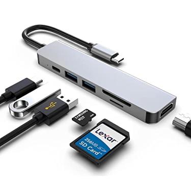 Imagem de Estação de Acoplamento USB-C, Adaptador HDMI para USB-C para Monitor, Hub USB-C com HDMI para notebook, leitor de Cartão Micro SD com Conexão USB-C, Adaptador USB-C para USB com Múltiplas Portas