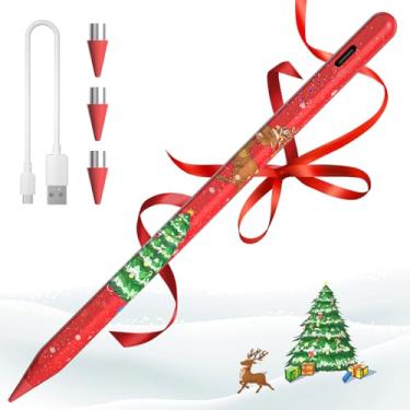 Imagem de Caneta Stylus universal compatível com tela sensível ao toque iOS e Android, lápis com função de toque duplo, caneta recarregável para iPad/iPad Pro/Air/Mini/iPhone/celular/Samsung/Tablet desenho e