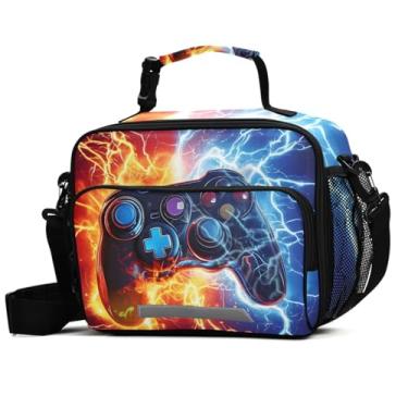 Imagem de ALAZA Lancheira elétrica com controle de jogo Fire Spark para meninas e crianças, lancheira com isolamento térmico, bolsa térmica reutilizável, alça de ombro congelável para piquenique escolar
