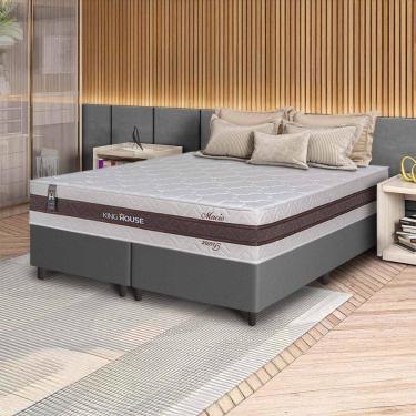 Imagem de Conjunto Box Cinza Mali Bege Molas Ensacadas King 193x203x70 - King House