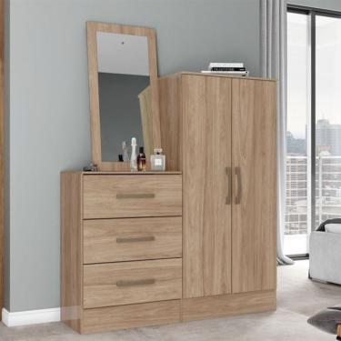 Imagem de Cômoda 2 Portas 3 Gavetas Com Espelho Henn Jequitibá