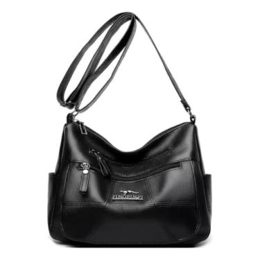 Imagem de Alwy Bolsa Feminina Transversal, Couro Sintético, Média, 21 x 27 x 14 cm, 3 Compartimentos, Preta