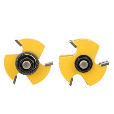 Imagem de Akozon 2 Peças Conjunto de Brocas de Roteador Em Forma de T, Kit de Ferramentas de Marcenaria de 3 Dentes Com Haste de 1/4 para MDF, Placa de Partículas e Madeira Compensada