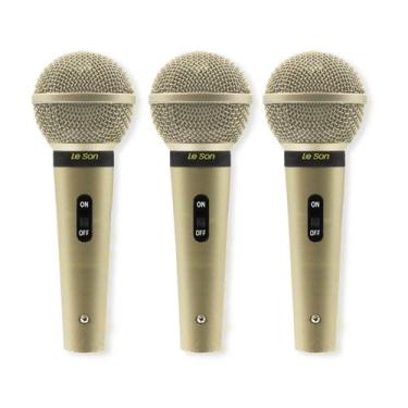 Imagem de Kit 3 Microfone Profissional Le Son Com Fio Cardióide Sm58 P4 - LESON
