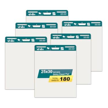 Imagem de ViVin Super Sticky Easel Pad, 25 in x 30 in Large Premium Self Stick Flip Chart Paper，30 Sheets/Pad, 6 Pads/Pack