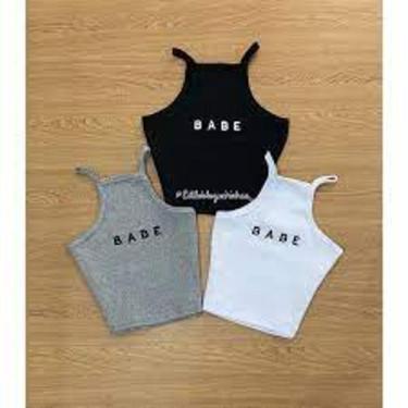 Imagem de Cropped feminino babe alça regata malha canelada moda - filo modas, Br