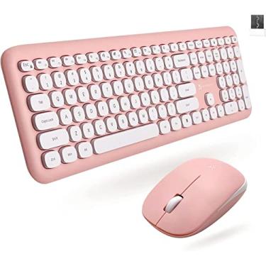 Imagem de Teclado e mouse rosa X9 sem fio | Lindo combo de teclado e mouse sem fio – Transforme seu espaço com um conjunto colorido de teclado e mouse para PC, laptop e cromado (rosa)