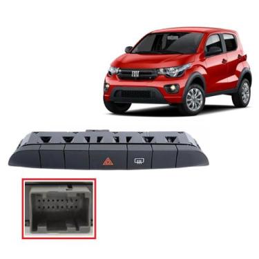 Imagem de Botão Pisca Alerta Desembaçador Fiat Mobi 4 Pinos