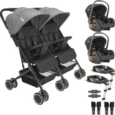 Imagem de Carrinho Kiddo Gemeos 2 Bebe Conforto 2 Base ISOFIX Mascote Grafite