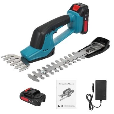 Imagem de CIADAZ Aparador de sebes sem fio de lítio Aparador de sebes portátil de dupla finalidade Aparador de arbustos com bateria de 21V Aparador de sebes elétrico para poda com bateria de 2,0Ah e carregador