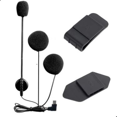 Imagem de Kit Clip + Fone Microfone EJEAS USB-C Intercomunicador Capacete Moto V