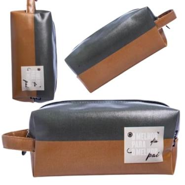 Imagem de Necessaire Masculina Com Zíper Marrom com Alça - O Melhor Pai