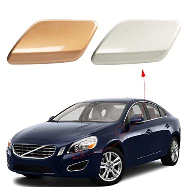 Imagem de CZShiYue Tampa do bocal da arruela do farol do para-choque dianteiro apto para Volvo S60 2011 2012 2013 39802681 39802699 (preto, lado direito do passageiro)