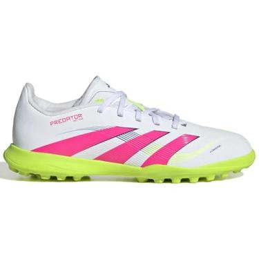 Imagem de adidas Tênis unissex infantil League Predator Turf Soccer Cleats (criança pequena), Branco/rosa lúcido/limão lúcido, 11 Little Kid