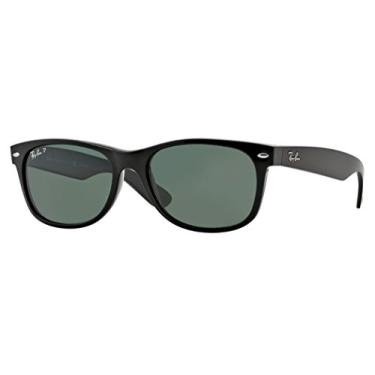 Imagem de Ray-Ban RB2132 New Wayfarer Óculos de sol polarizados unissex, Black Frame/Crystal Green Polarized 901/58, Medium
