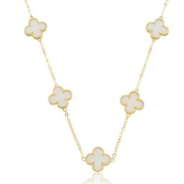 Imagem de Colar longo trevo madrepérola virginia banhado a ouro 18k - Della Fior