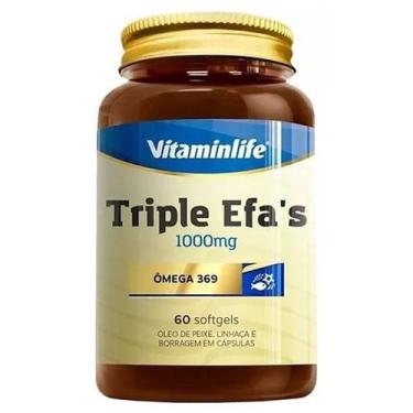 Imagem de Triple efas omega 1000mg  60 softgels - vitamin life, SEM SABOR, 60 SO