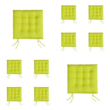 Imagem de Kit Com 10 Almofadas Para Cadeiras Assento Futon De Cadeira 40x40 Cm(Verde Limão)