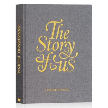 Imagem de Lanpn Diário de aniversário de casamento - The Story of Us, livro de memórias de casal de 1º a 70 de linho, 190 páginas, histórias de amor, presente de chá de panela, para recém-casados, cinza
