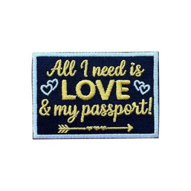 Imagem de LEMEPINZ All I Need is Love & My Passport Patch de bordado de 7,6 cm, aplique bordado para viagem, adesivos de viagem, adesivos de tecido para roupas, mochilas, chapéus, acessórios faça-você-mesmo