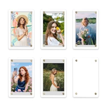 Imagem de Nirvany Pacote com 6 molduras magnéticas de acrílico para geladeira – Mini porta-fotos transparentes para impressões Instax e Polaroid, molduras magnéticas de 6 x 9 cm para exibição de geladeira