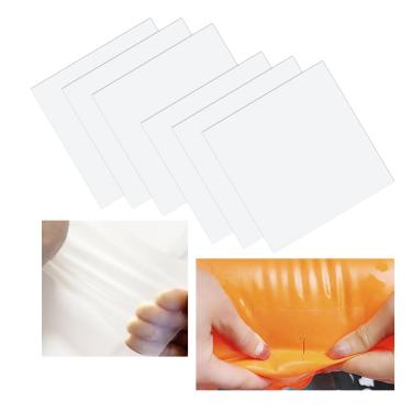 Imagem de WENSSKKU Kit de reparo de remendo inflável de 6 peças de 8,5 x 8,5 cm, resistente, kit de reparo de adesivos de piscina de TPU para colchão de ar, piscina, boias de piscina, anel de natação e