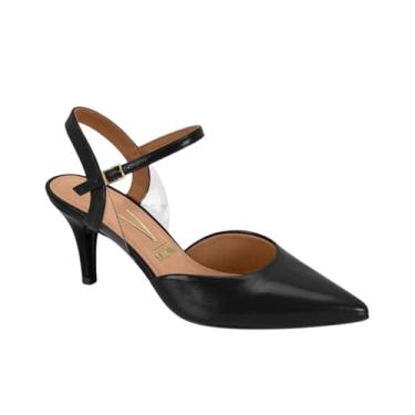 Imagem de Scarpin Aberto Atrás com Detalhe em Vinil Vizzano (Preto, BR, Adulto, Numérico, 38)