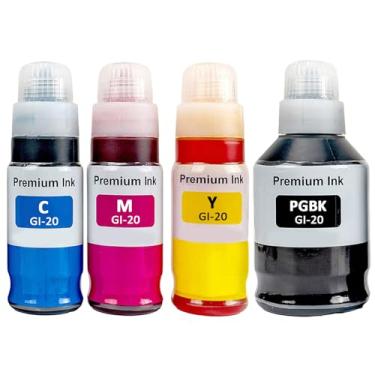 Imagem de LAIPENG Frascos De Recarga Tinta Gi-20 Gi20 Compatíveis Com Impressoras Canon Pixma G6020 G7020 G5020, Pacote Múltiplo 4 Cores (Pacote 4, Preto, Ciano, Magenta, Amarelo)