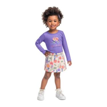 Imagem de Conjunto Infantil com Blusa e Shorts-Saia Bee Loop, Roxo, 3