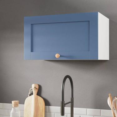 Imagem de Armário Aéreo 1 Porta Basculante 60cm Arizona Cabecasa Madeiramadeira Branco/Azul