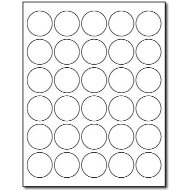 Imagem de Etiquetas adesivas brancas redondas de 3,8 cm - 30 por folha - imprimíveis com jato de tinta/laser (25 folhas / 750 etiquetas)