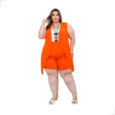 Imagem de Conjunto Feminino Shorts Colete Liso Plus Size Extra Grande Verão - Ro