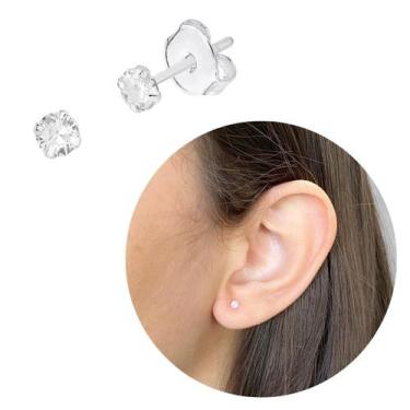 Imagem de Par De Brinco Pequeno Prata 925 Legítima Ponto de Luz 3mm - Morganitte