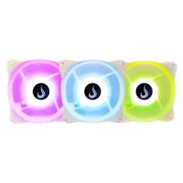 Imagem de Kit Cooler FAN com 3 Unidades Rise Mode, 120mm, RGB, Branco - RM-CF-02-RGB