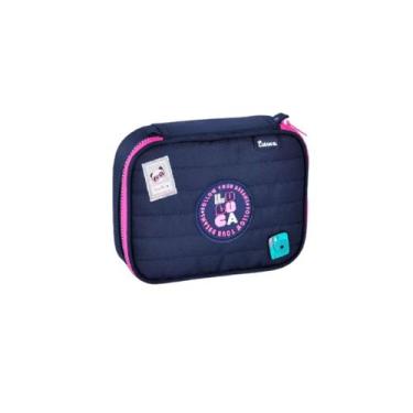 Imagem de Estojo Box Luluca Juvenil 36 Elásticos Pandinha Teen Escolar, Azul