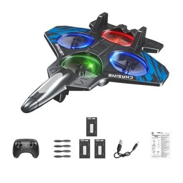 Imagem de Generic Avião de controle remoto EVA modelo de caça anti-queda para crianças e adultos, Bateria Azul de Três