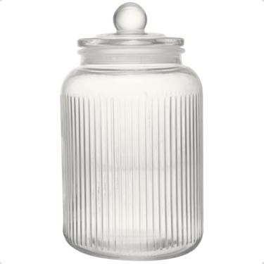 Imagem de Pote Vidro Hermético Transparente 1,6l Organizador Canelado