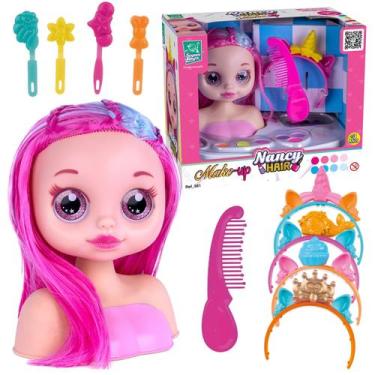 Imagem de Brinquedo Nancy Hair Make Up Boneca Busto Infantil Para Meninas Criar 