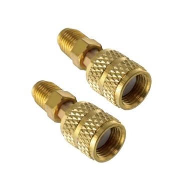 Imagem de HomeSoGood 2 peças Adaptador de latão para bomba de vácuo R410A Mini Adaptador Dividido 5/16 Acopladores Rápidos para 1/4 SAE para Adaptador de Ar Condicionado Acessórios de Acoplamento Rápido (2