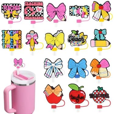 Imagem de 16 peças de tampas de palha de professor para copos, topo de palha de 10 mm 1 cm para copo Stanley 30 e 1,134 g Stanley Cups acessórios presentes para mulheres lembrancinhas de festa