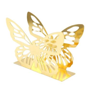 Imagem de ＫＬＫＣＭＳ Porta-guardanapos de borboleta para mesa, suporte para lenços de papel rústico e independente para de cozinha e inauguração de casa, Ouro